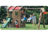 Kids Backyard  Plastic Playground with Outlook Play Tower, Swing sets and Slide 